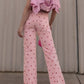 Heart Print Straight Pink Jeans - Purpose + Passion Boutique