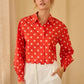 Heart Printed Poplin Cropped Shirt with Scalloped Hem - Purpose + Passion Boutique