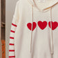 Heart Striped Ivory Sweater with Hoodie - Purpose + Passion Boutique