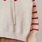 Heart Striped Ivory Sweater with Hoodie - Purpose + Passion Boutique