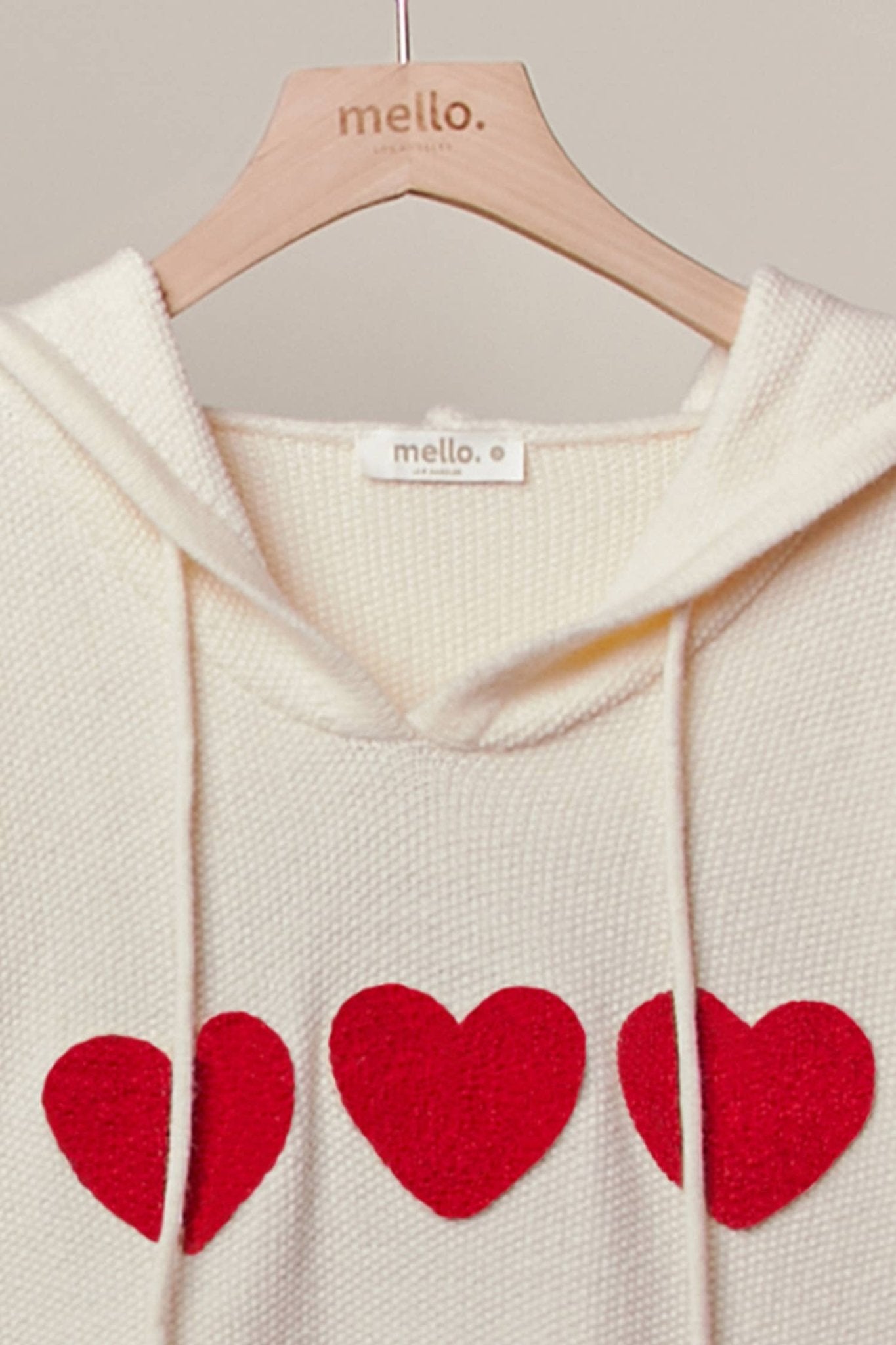 Heart Striped Ivory Sweater with Hoodie - Purpose + Passion Boutique