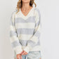 Heather Grey Comfy Striped Knit Sweater - Purpose + Passion Boutique