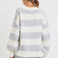 Heather Grey Comfy Striped Knit Sweater - Purpose + Passion Boutique