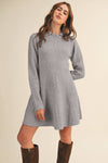 Heather Grey Ribbed Sweater Flared Mini Dress - Purpose + Passion Boutique
