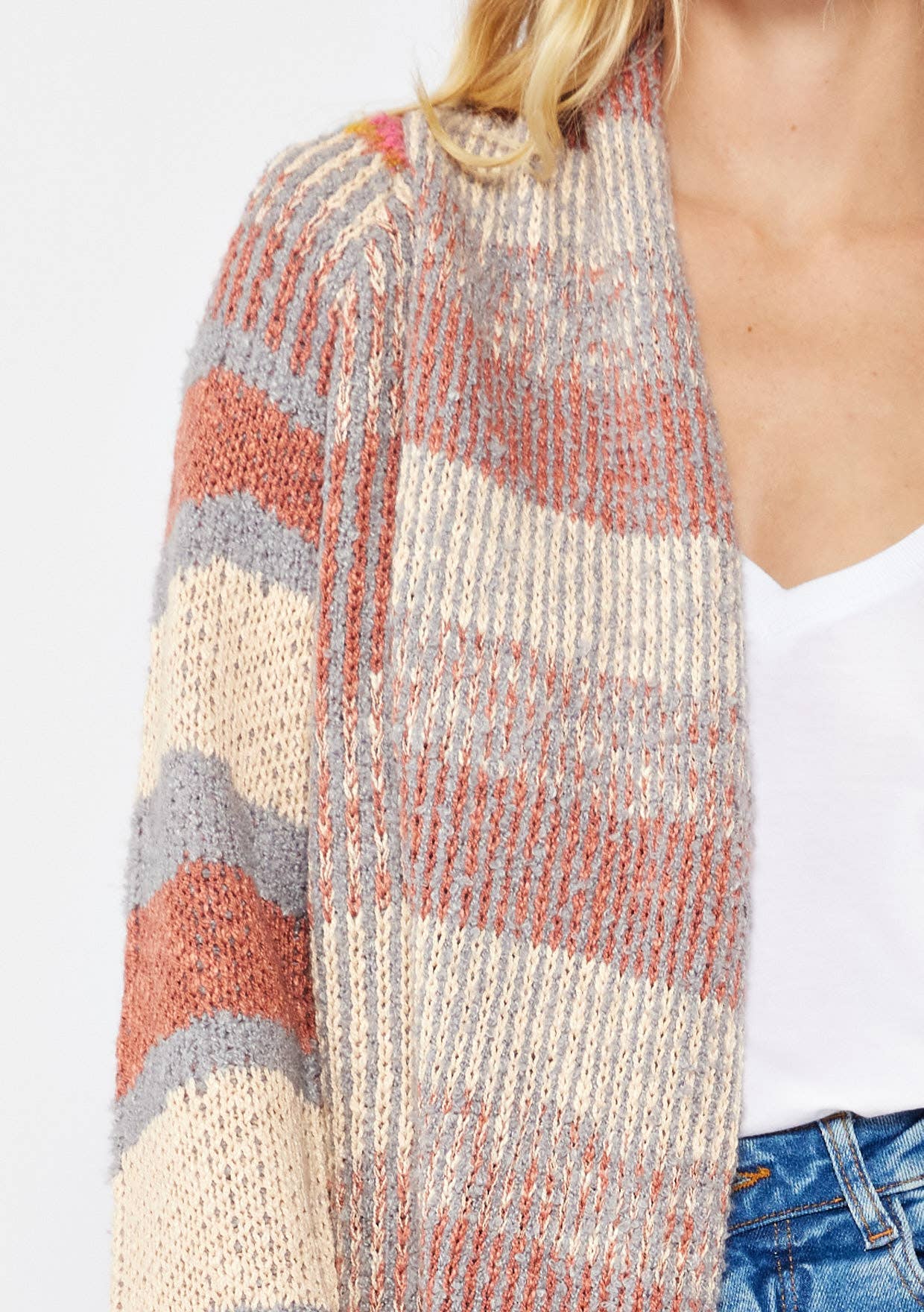 Heathered Stripe Chunky Coatigan - Dusty Pink - Purpose + Passion Boutique