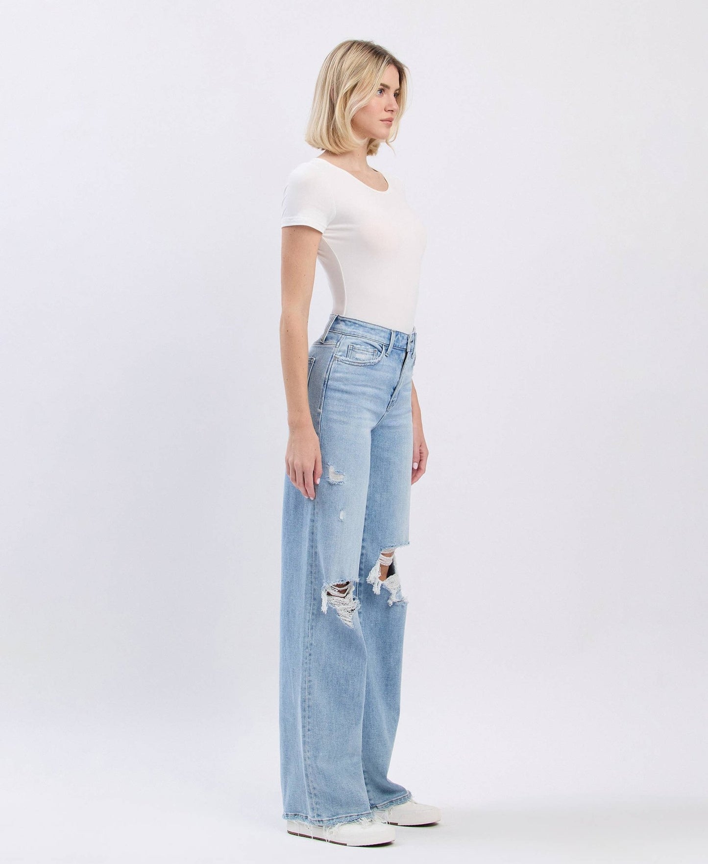 Hello High Rise Distressed Wide Leg Jean - Purpose + Passion Boutique