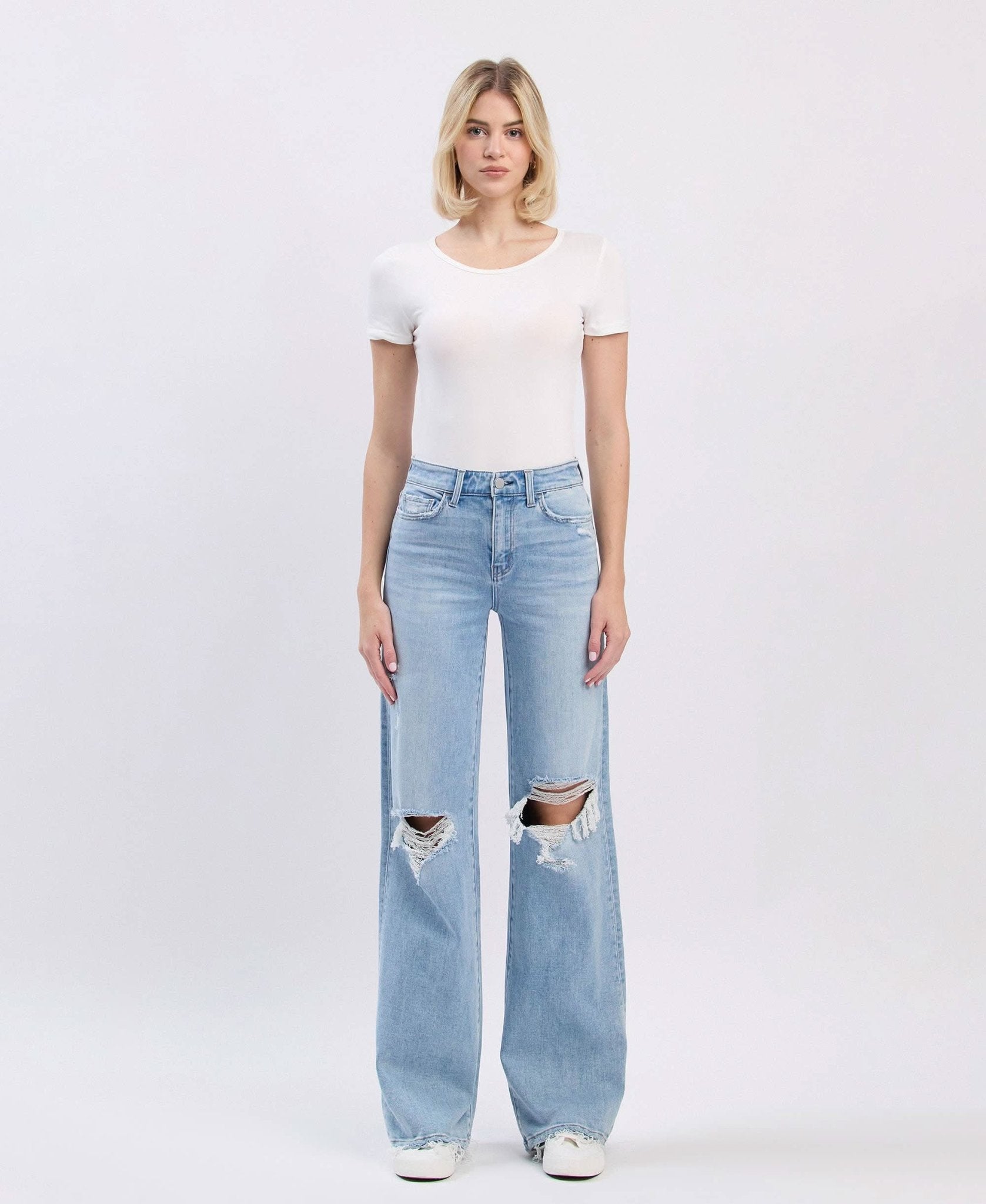 Hello High Rise Distressed Wide Leg Jean - Purpose + Passion Boutique