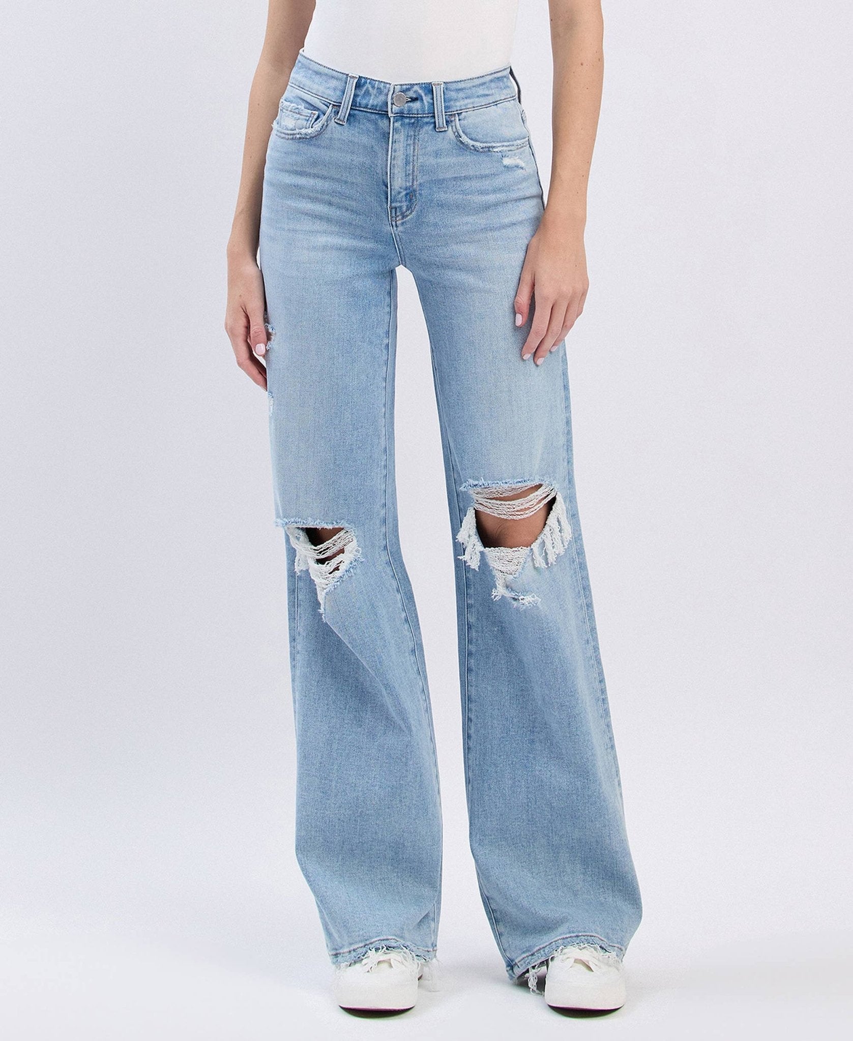 Hello High Rise Distressed Wide Leg Jean - Purpose + Passion Boutique