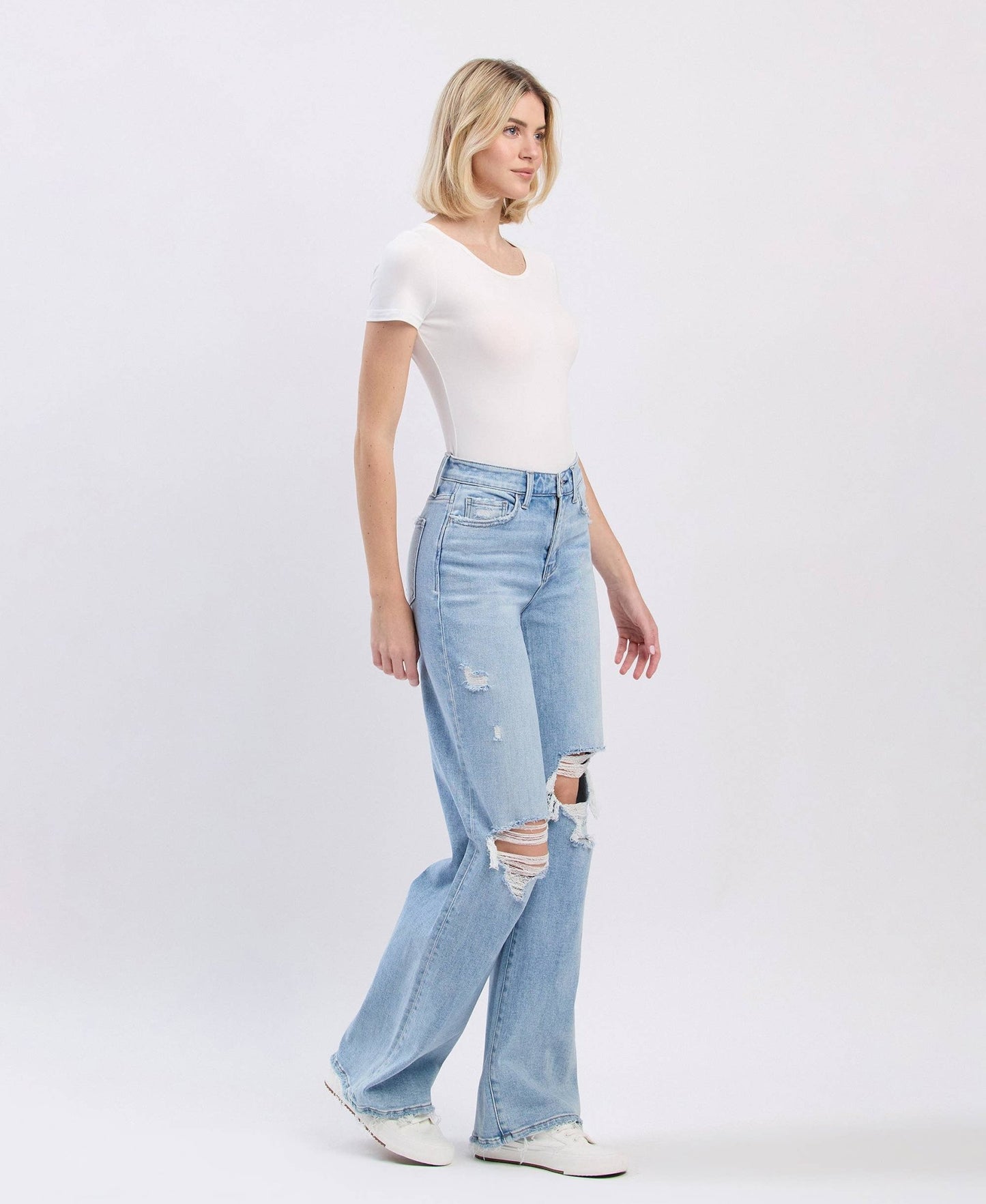 Hello High Rise Distressed Wide Leg Jean - Purpose + Passion Boutique