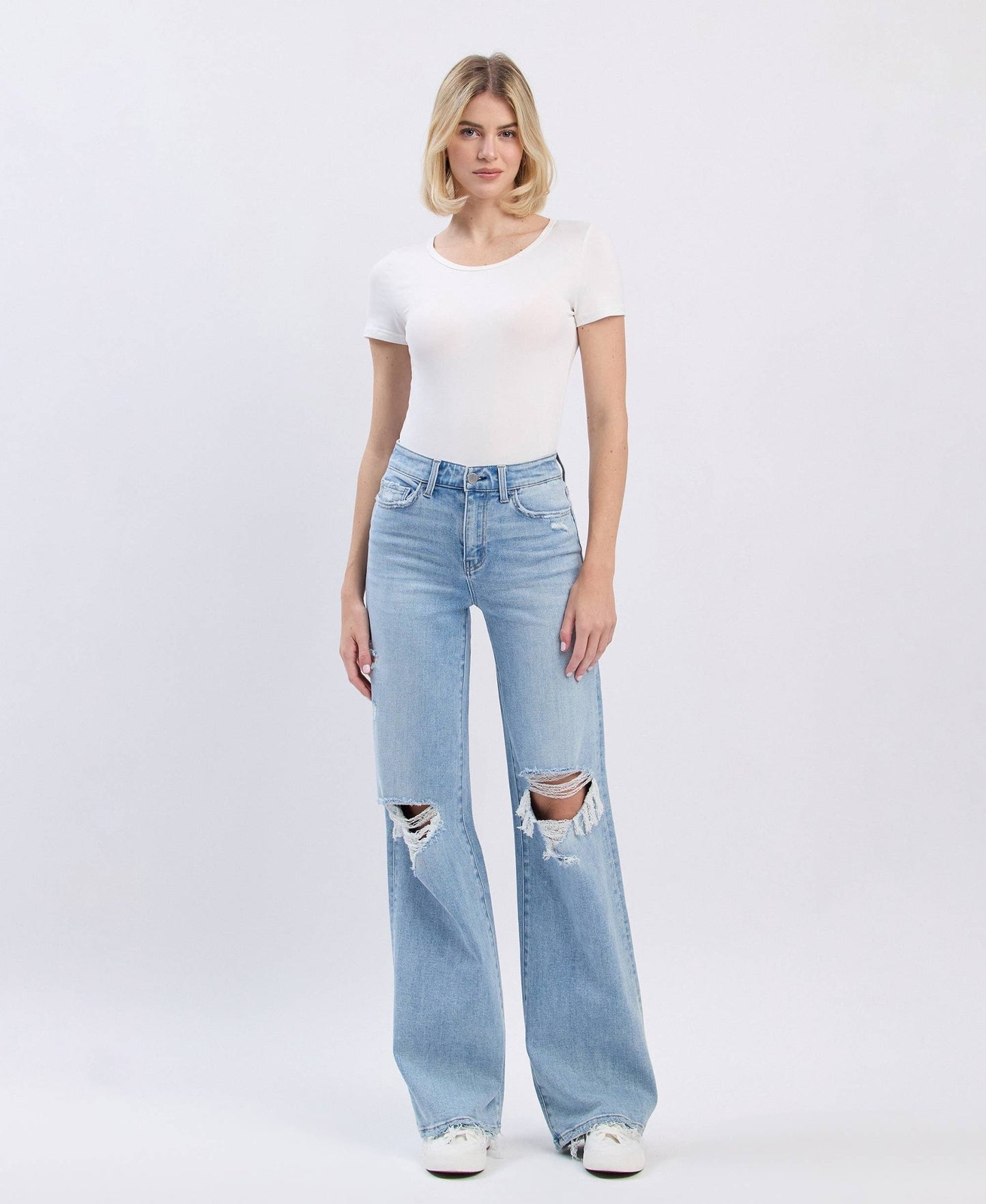 Hello High Rise Distressed Wide Leg Jean - Purpose + Passion Boutique