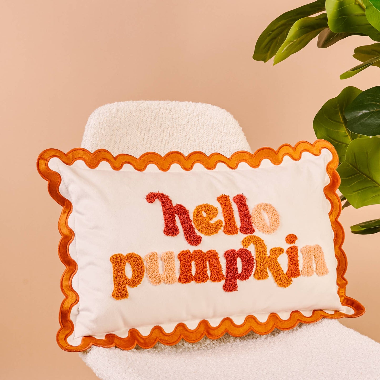 Hello Pumpkin Scalloped Rectangle Throw Pillow - Purpose + Passion Boutique