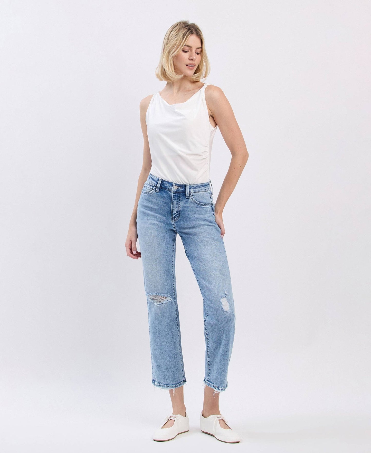 High Rise Ankle Straight Jeans - Purpose + Passion Boutique