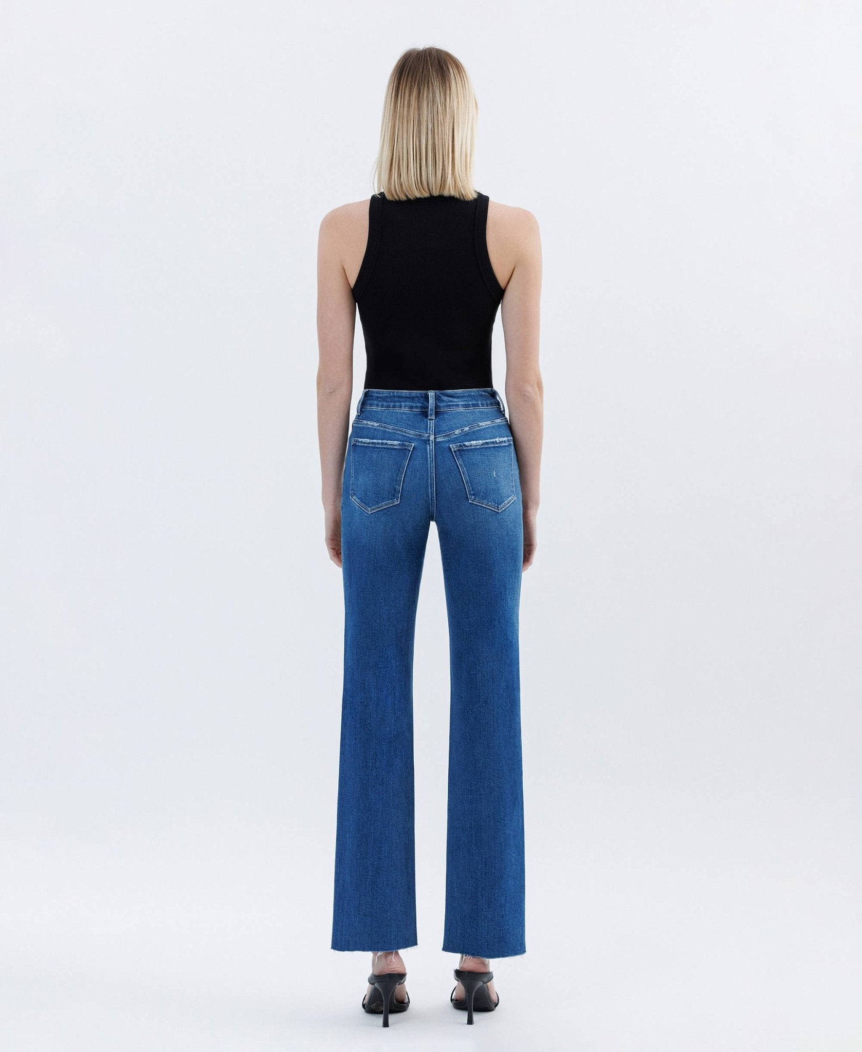 High Rise Clean Cut Raw Hem Straight Jeans - Purpose + Passion Boutique