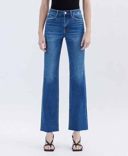 High Rise Clean Cut Raw Hem Straight Jeans - Purpose + Passion Boutique