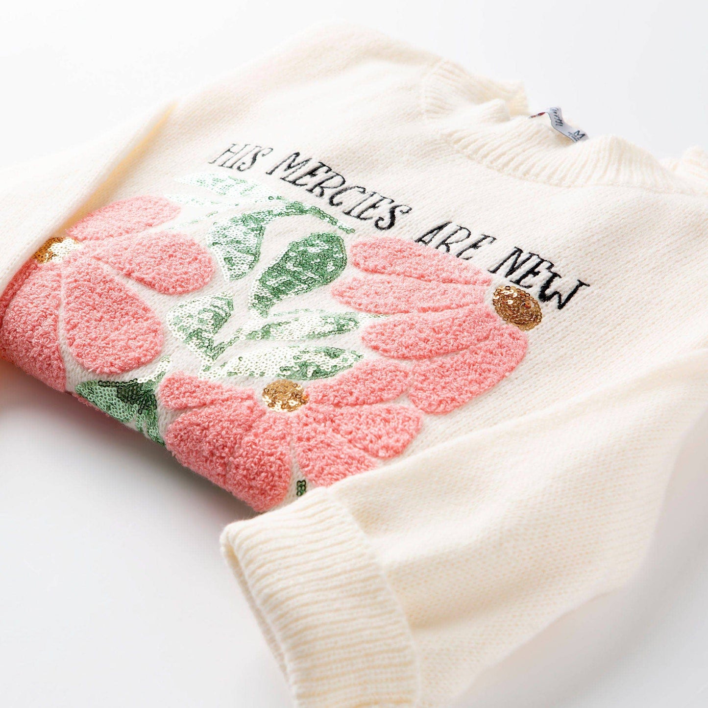 His Mercies Are New Embellished Sweater - Purpose + Passion Boutique