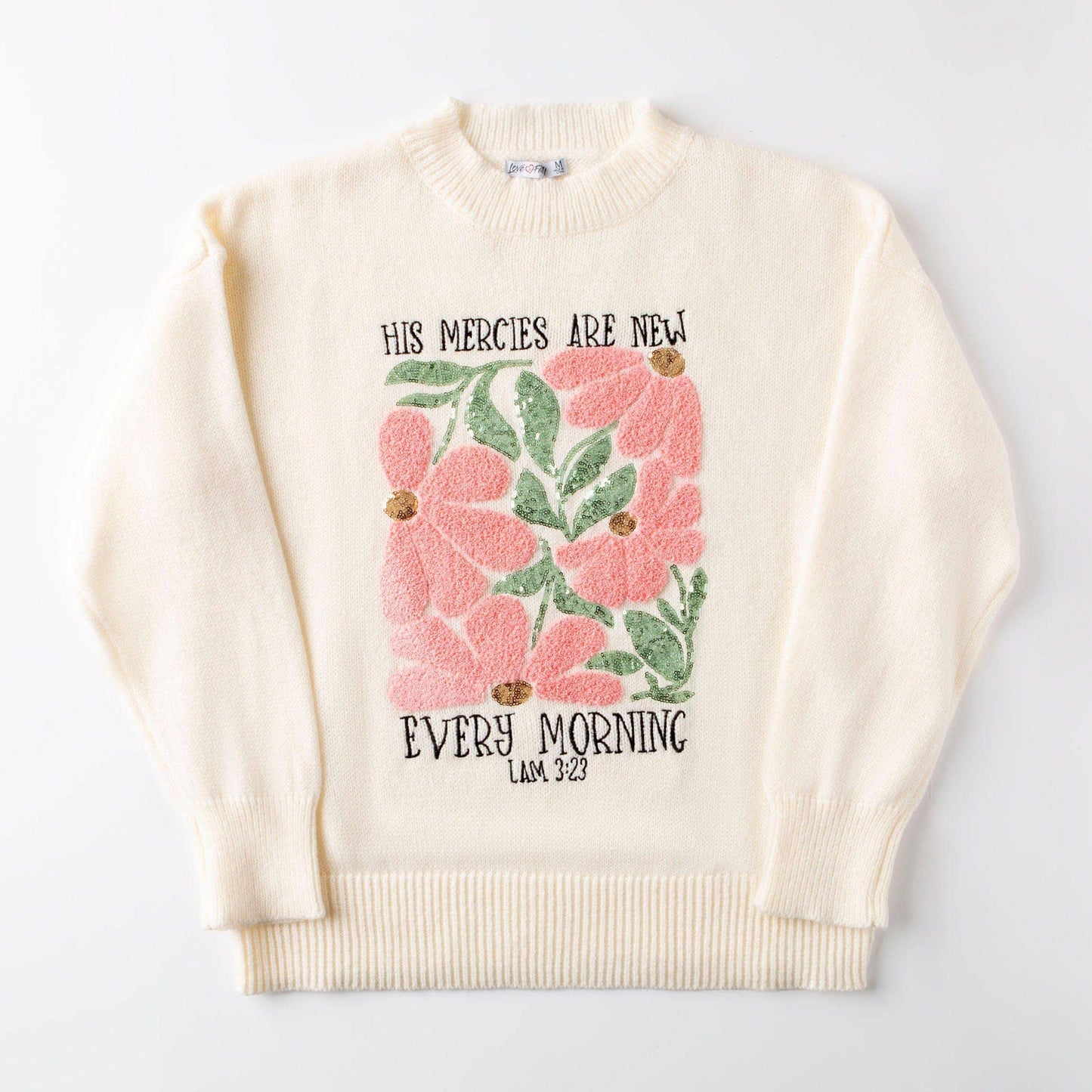 His Mercies Are New Embellished Sweater - Purpose + Passion Boutique