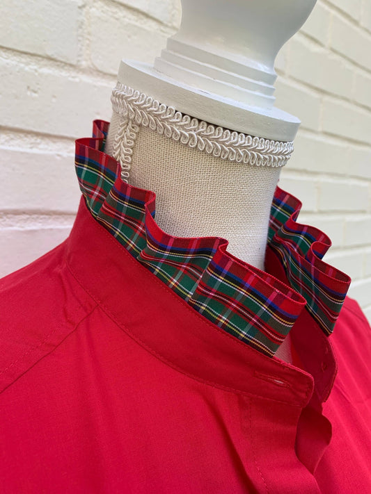 Holiday Plaid Ribbon Trim Shirt - Purpose + Passion Boutique