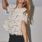 Holiday Sequin Ivory & Gold Furry Short Sleeve Top - Purpose + Passion Boutique