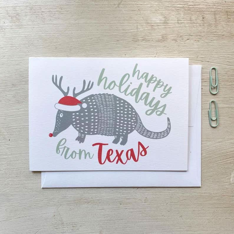 Holiday Texas Armadillo Greeting Card - Purpose + Passion Boutique