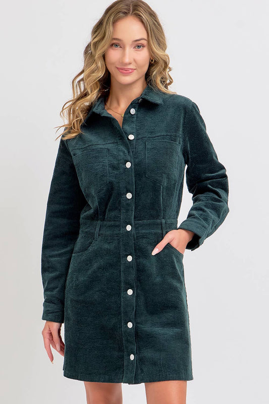 Hunter Corduroy Mini Dress - Purpose + Passion Boutique