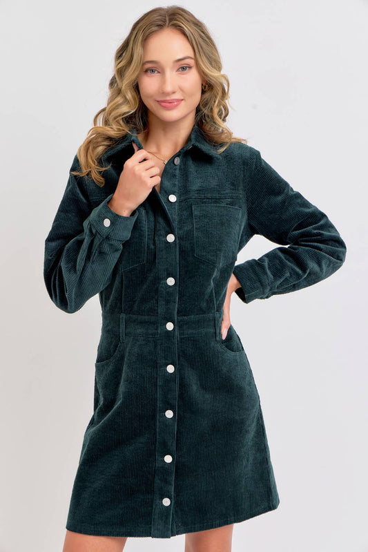 Hunter Corduroy Mini Dress - Purpose + Passion Boutique