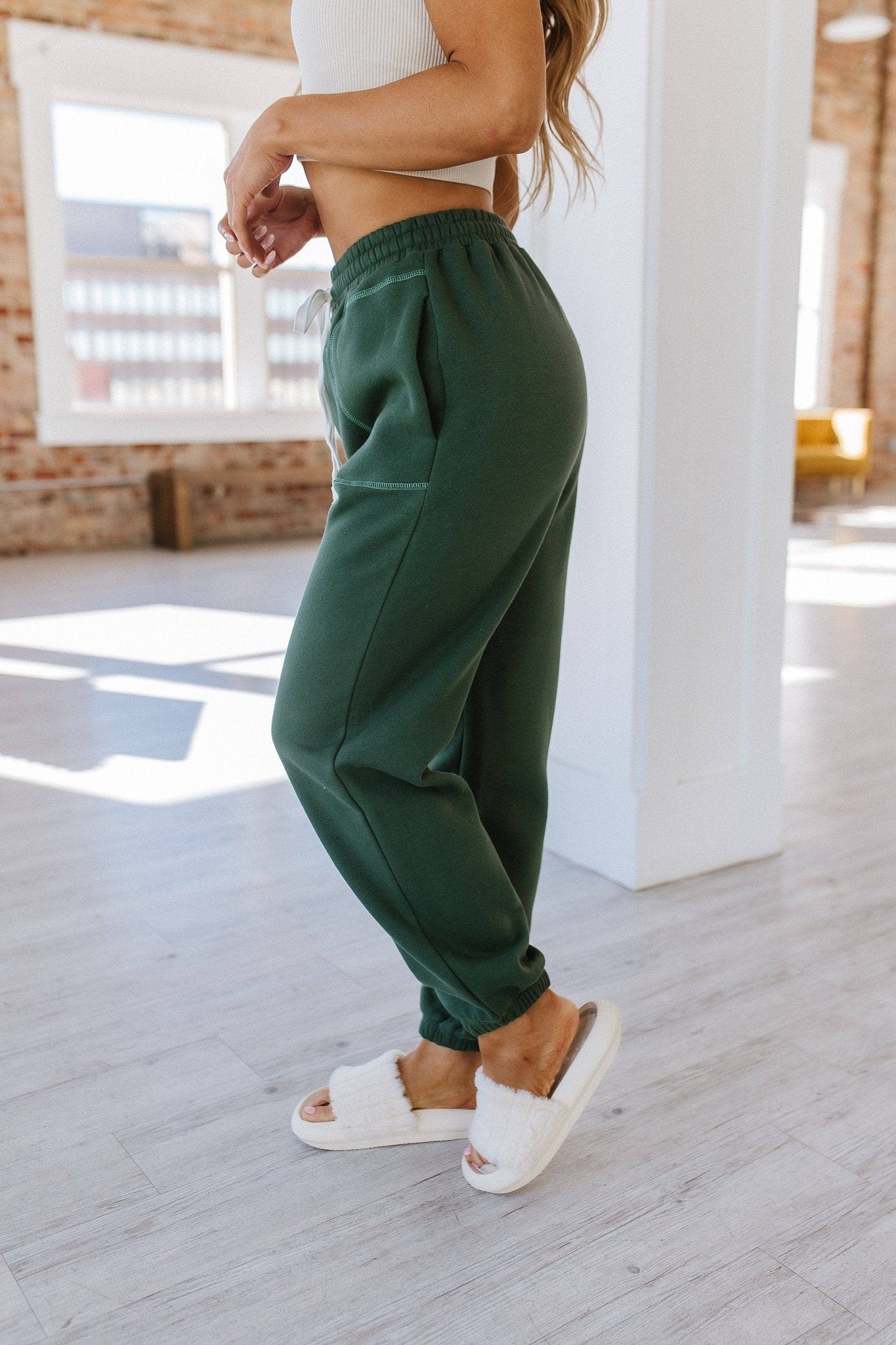 Hunter Green Drawstring Joggers - Purpose + Passion Boutique