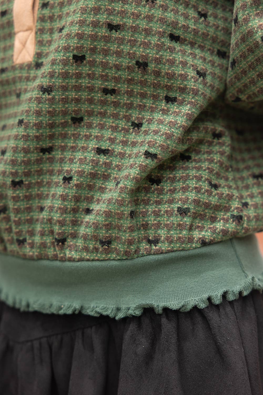 Hunter Green Snap Buttoned Contrast Placket Bow Flannel Top - Purpose + Passion Boutique