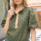 Hunter Green Snap Buttoned Contrast Placket Bow Flannel Top - Purpose + Passion Boutique
