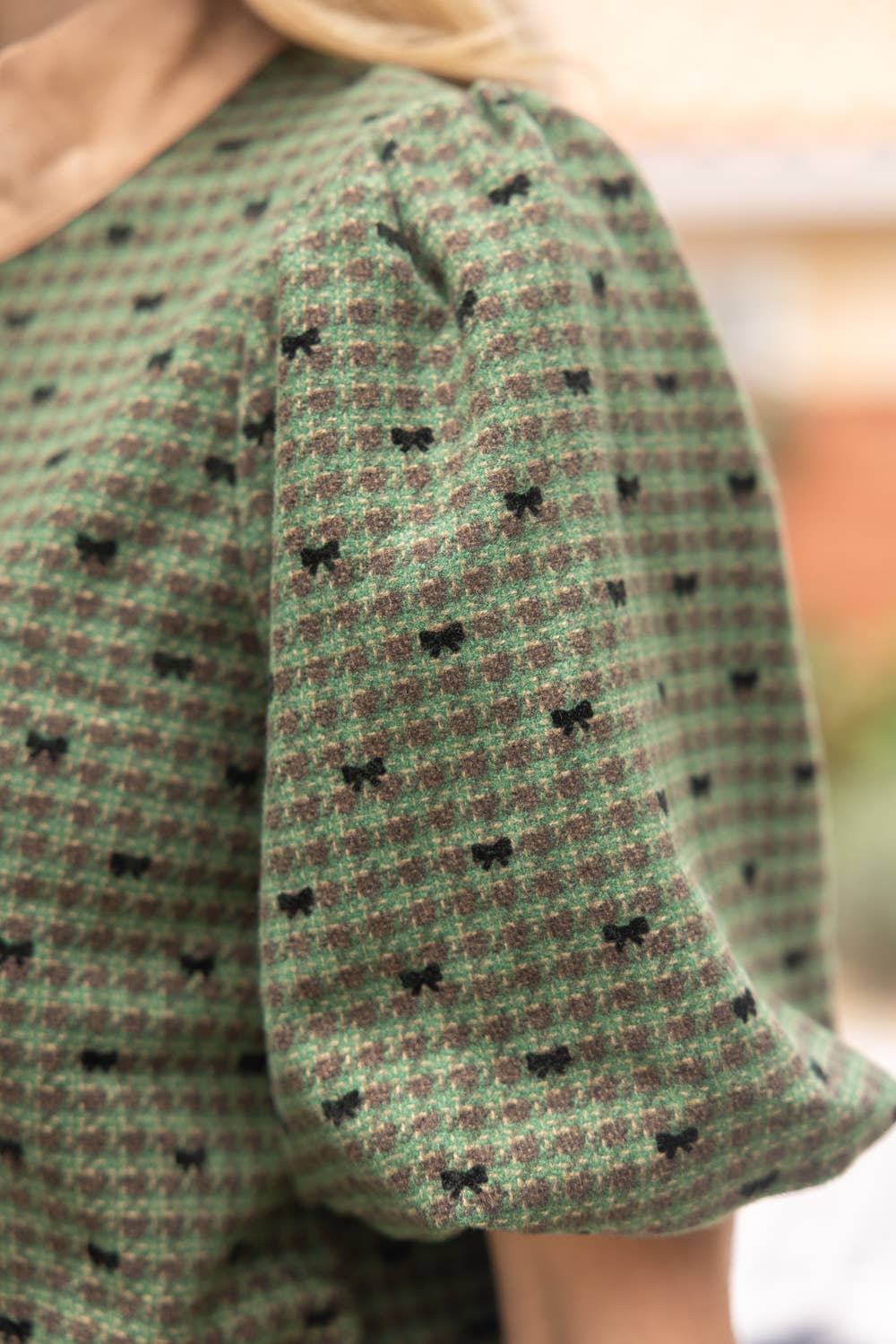 Hunter Green Snap Buttoned Contrast Placket Bow Flannel Top - Purpose + Passion Boutique