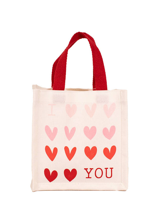 I Love You Petite White/Red/Pink Gift Tote (7x7x5) - Purpose + Passion Boutique