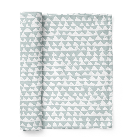 Ice Blue Mountains Muslin Swaddle Baby Blanket - Purpose + Passion Boutique
