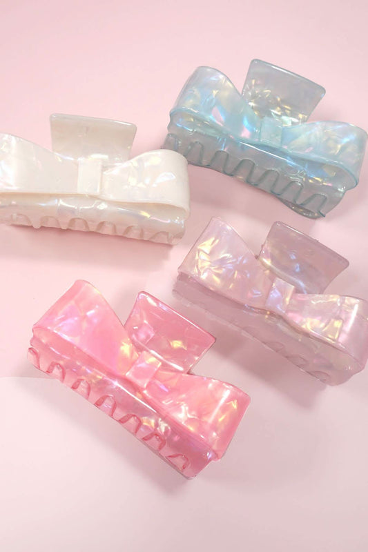 Iridescent Bow Hair Claw Clips - Purpose + Passion Boutique