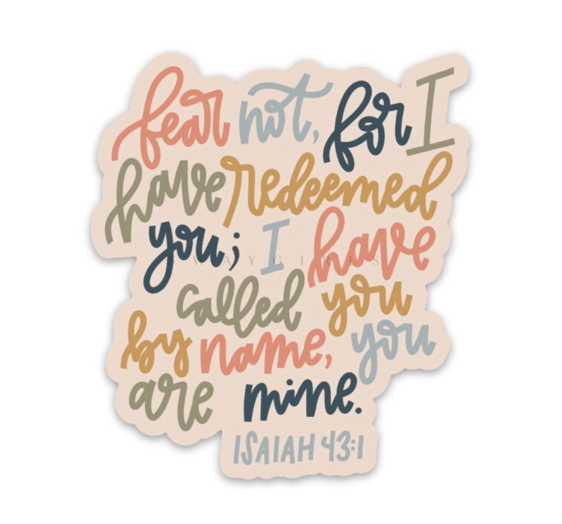 Isaiah 43:1 Sticker - Purpose + Passion Boutique