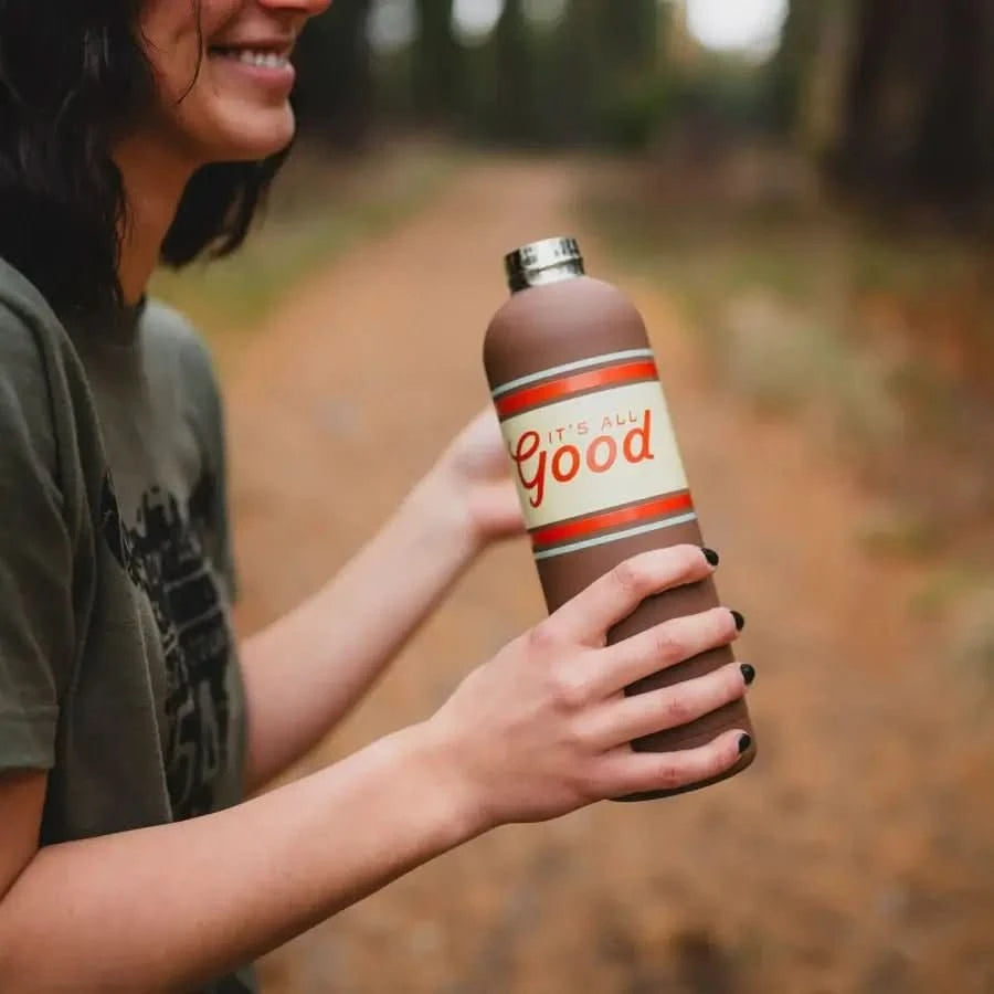 It's All Good Water Bottle - Retro Brown (24oz) - Purpose + Passion Boutique