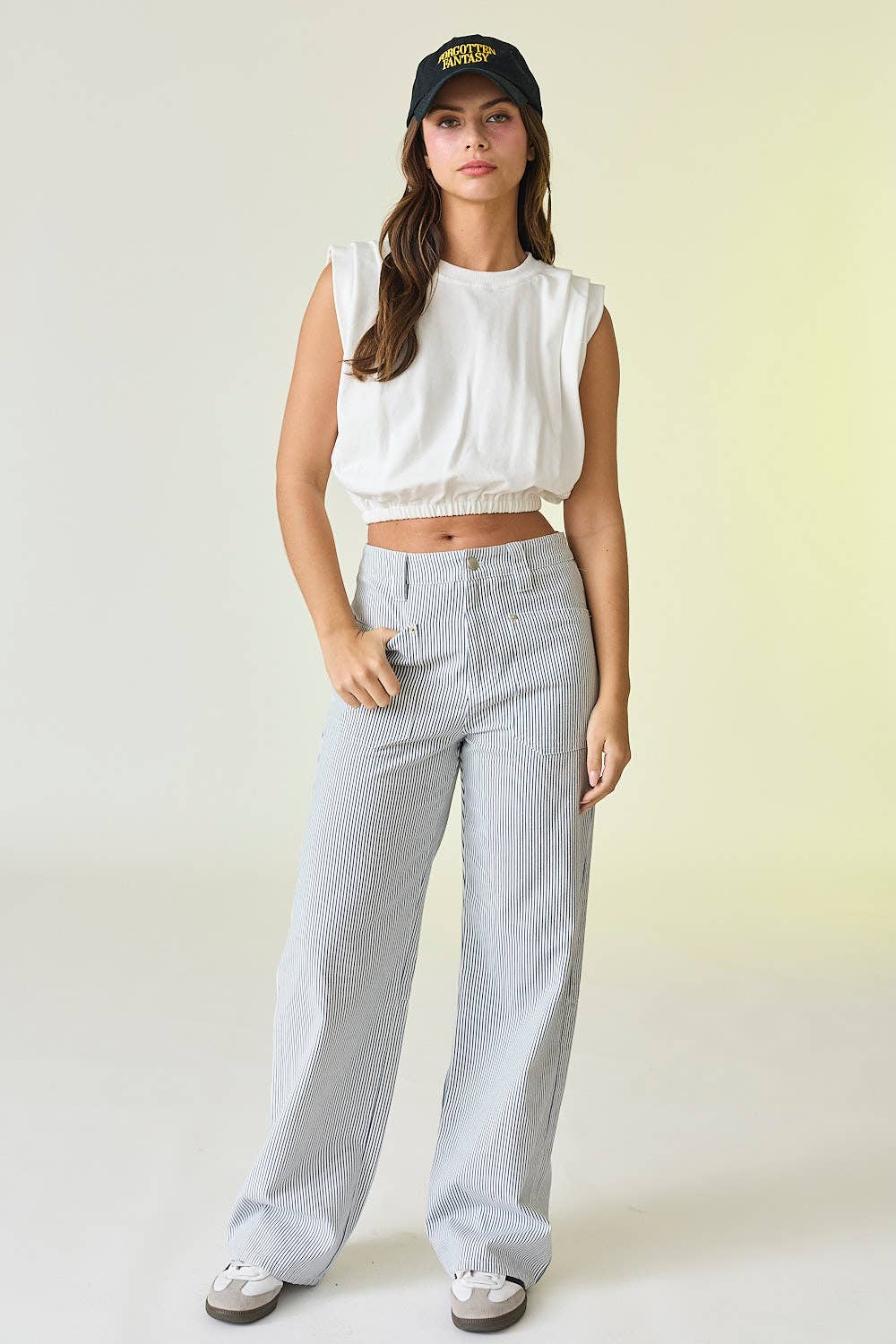 Ivory & Blue Kylie Pinstripe Pants - Purpose + Passion Boutique