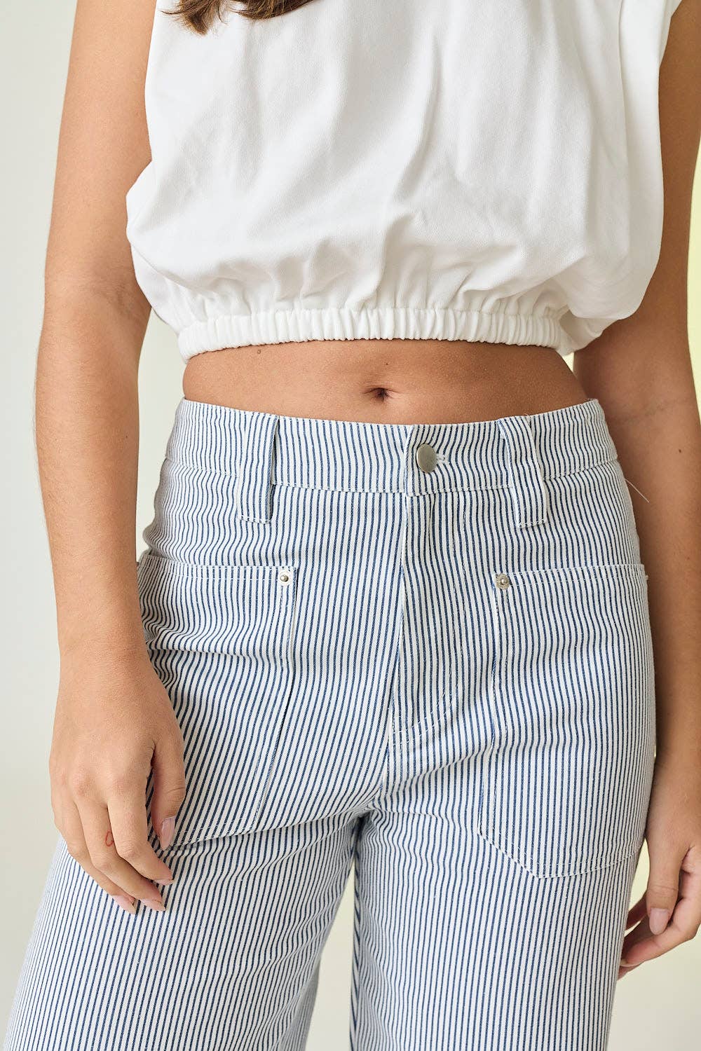 Ivory & Blue Kylie Pinstripe Pants - Purpose + Passion Boutique