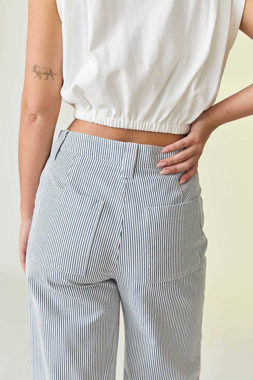 Ivory & Blue Kylie Pinstripe Pants - Purpose + Passion Boutique