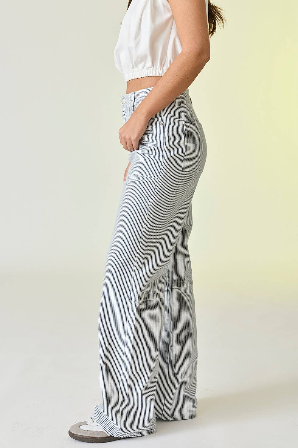 Ivory & Blue Kylie Pinstripe Pants - Purpose + Passion Boutique