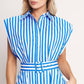 Ivory / Blue Woven Striped Dress - Purpose + Passion Boutique