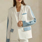 Ivory Colorblock Denim Blazer - Purpose + Passion Boutique
