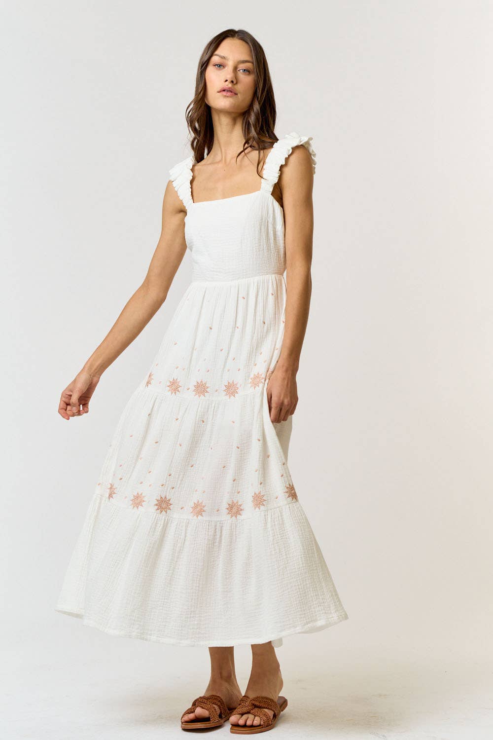 Ivory Cotton Gauze Embroidered Back Cutout Maxi Dress - Purpose + Passion Boutique