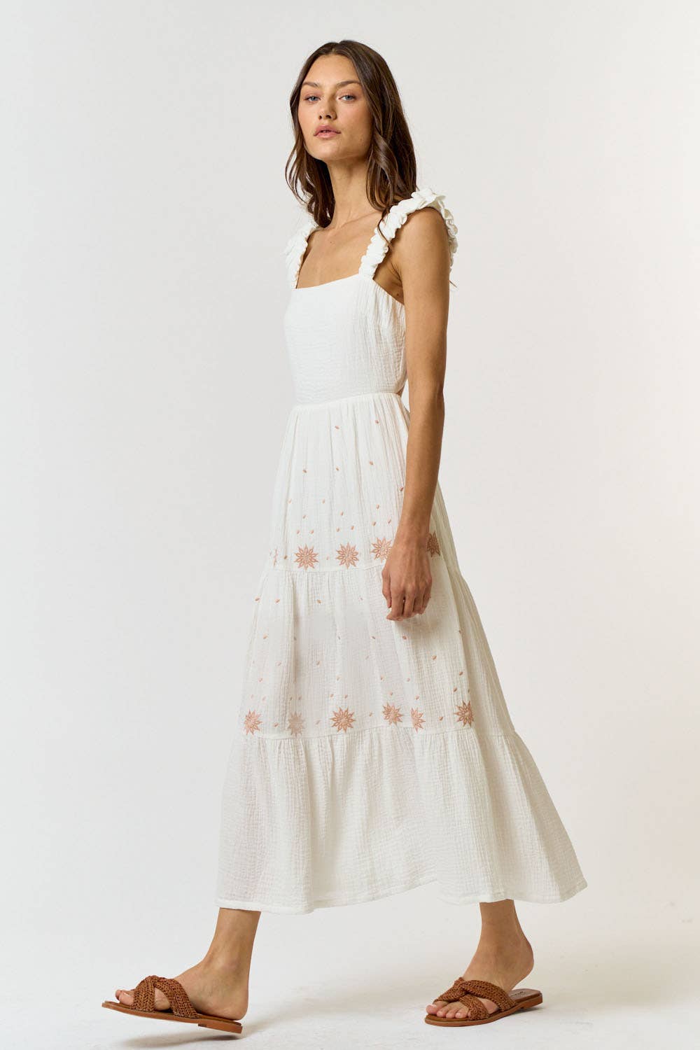 Ivory Cotton Gauze Embroidered Back Cutout Maxi Dress - Purpose + Passion Boutique