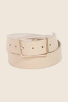 Ivory Faux Leather Rectangle Cutout Buckle Belt - Purpose + Passion Boutique