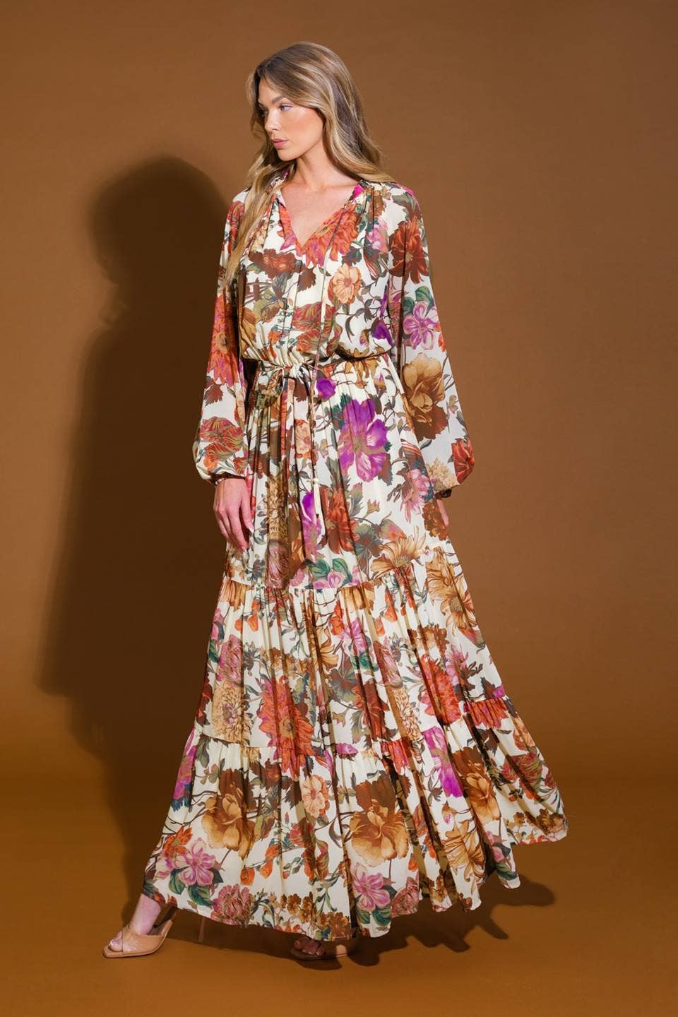 Ivory Floral Woven Maxi Dress - Purpose + Passion Boutique