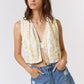 Ivory Flower Embroidery Open Front Vest - Purpose + Passion Boutique