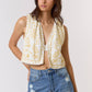 Ivory Flower Embroidery Open Front Vest - Purpose + Passion Boutique