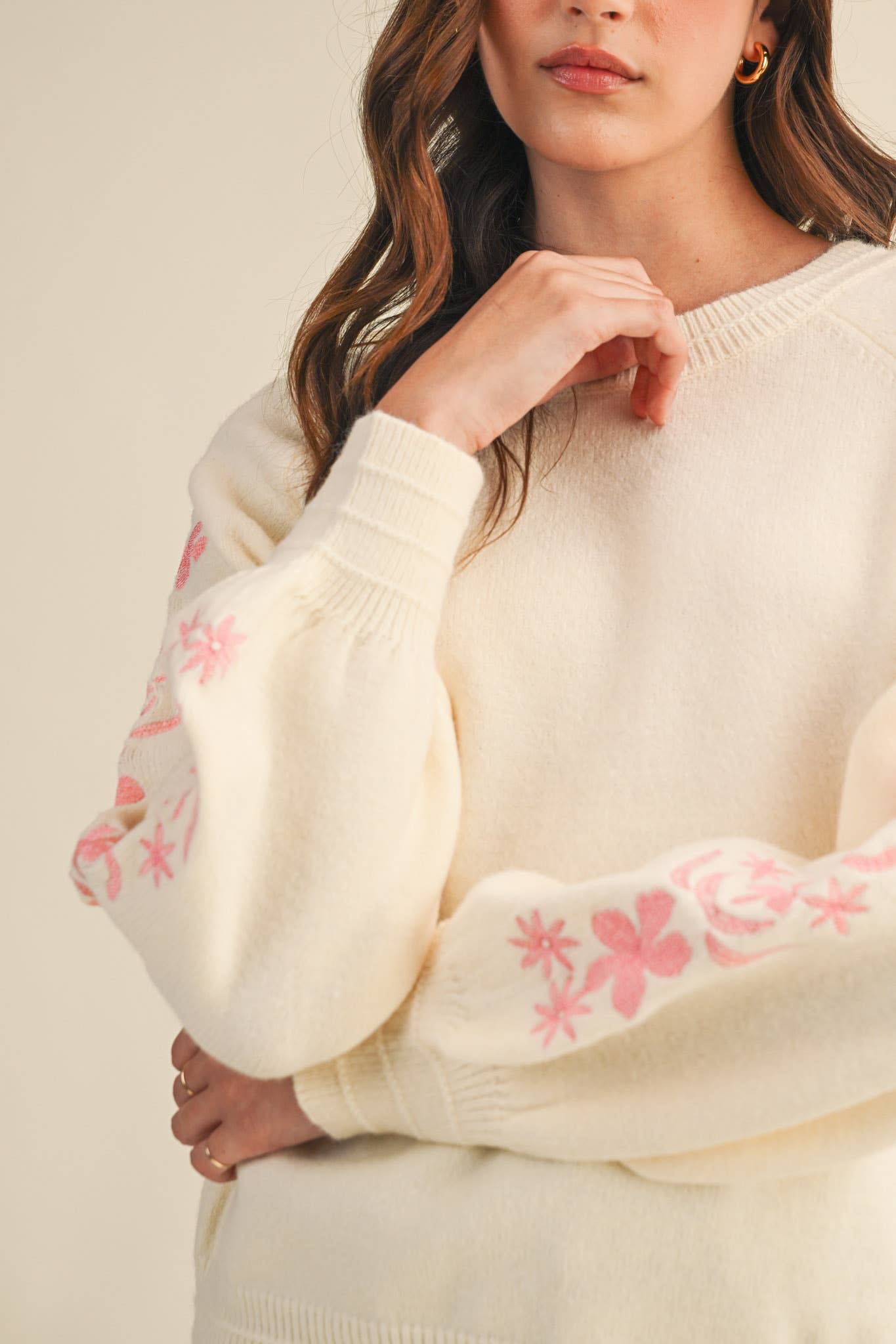 Ivory Pink Floral Pullover - Purpose + Passion Boutique