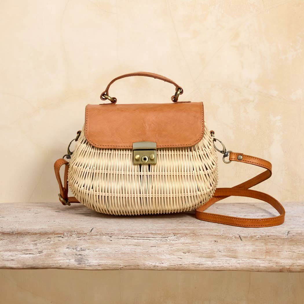 Ivory Rattan Cross Body Bag - Purpose + Passion Boutique