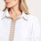 Ivory + Taupe Scallop Edge Collar Blouse - Purpose + Passion Boutique