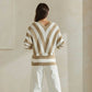 Ivory / Taupe Striped Dolman Sleeve Sweater - Purpose + Passion Boutique